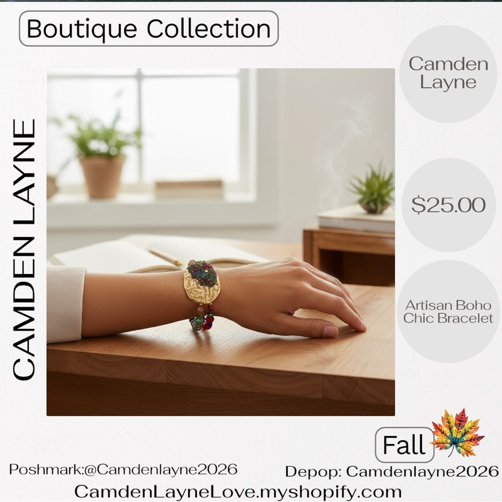Camden Layne Gold and Red Artisan Boho Bracelet - Picture 2 of 4